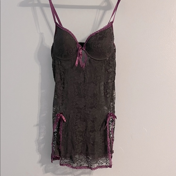 Lace Chemise in Dark Grey and Purple - Picture 1 of 5